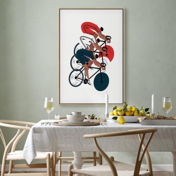 Tableau - Cycling Race Competitors on a Light Background - Illustration