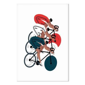 Tableau - Cycling Race Competitors on a Light Background - Illustration
