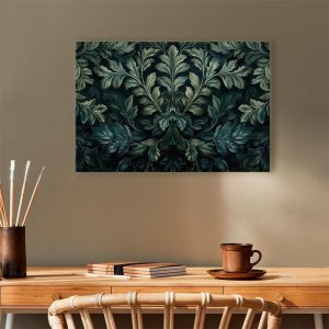 Tableau - Dark Green Victorian Leaves: Botanical Carved Composition