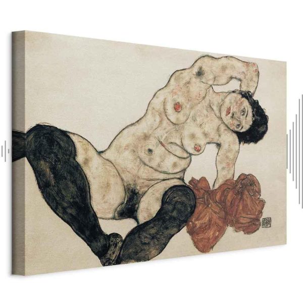 Tableau - Egon Schiele – Liegender Akt mit gelbem Handtuch Tableau - Egon Schiele – Liegender Akt mit gelbem Handtuch