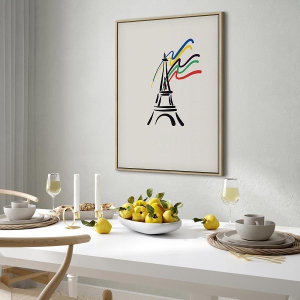 Tableau - Eiffel Tower and Colorful Ribbons