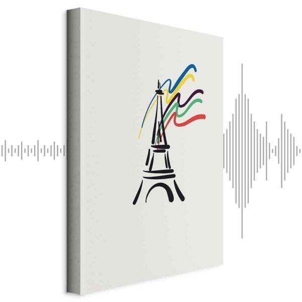 Tableau - Eiffel Tower and Colorful Ribbons