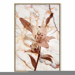 Tableau - Elegance of a Flower (1-part) - Delicate Lily on Marble in Sepia