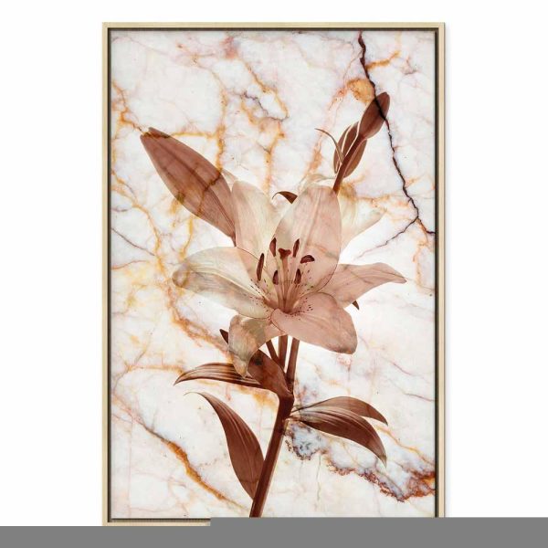 Tableau - Elegance of a Flower (1-part) - Delicate Lily on Marble in Sepia