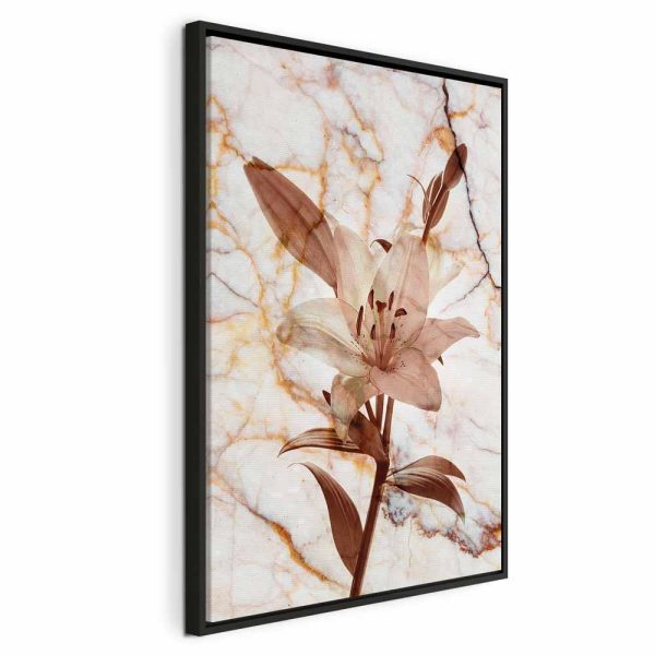 Tableau - Elegance of a Flower (1-part) - Delicate Lily on Marble in Sepia