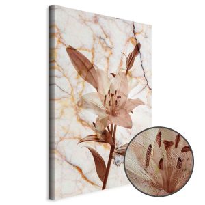 Tableau - Elegance of a Flower (1-part) - Delicate Lily on Marble in Sepia