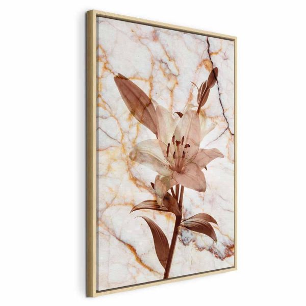 Tableau - Elegance of a Flower (1-part) - Delicate Lily on Marble in Sepia