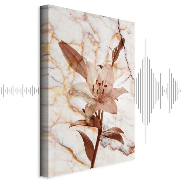 Tableau - Elegance of a Flower (1-part) - Delicate Lily on Marble in Sepia