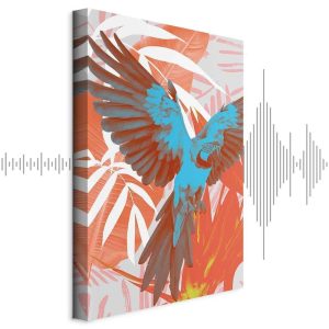 Tableau - Exotic Wings - Parrot Among Abstract Leaf Patterns