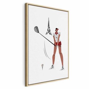 Tableau - Female Golfer With the Eiffel Tower in the Background - Illustration