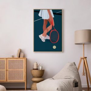 Tableau - Female Tennis Player With a Red Racket on the Court - Graphics