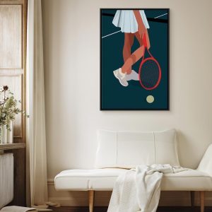 Tableau - Female Tennis Player With a Red Racket on the Court - Graphics