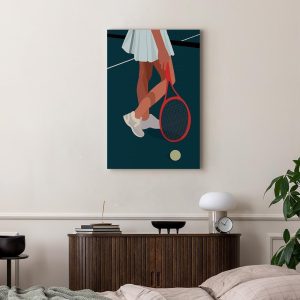 Tableau - Female Tennis Player With a Red Racket on the Court - Graphics
