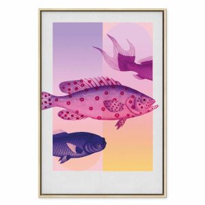 Tableau - Fish in Pastels - Stylized Fish Against Gradient Shapes