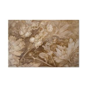 Tableau - Floral Ornaments Carved in Delicate Sepia and Brown Shades
