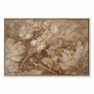 Tableau - Floral Ornaments Carved in Delicate Sepia and Brown Shades