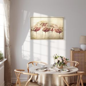 Tableau - Flowers in Beige (1 Part) Wide