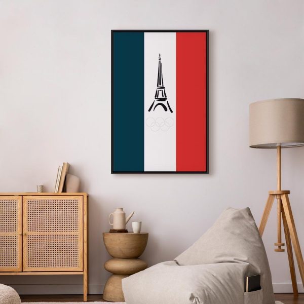 Tableau - French Flag With Graphic Eiffel Tower