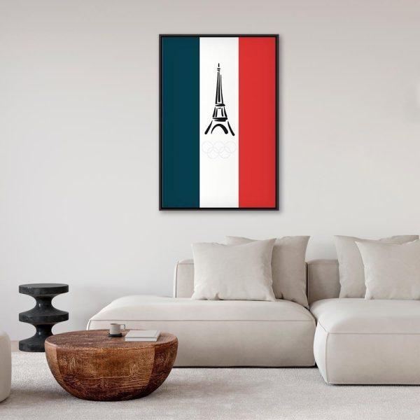 Tableau - French Flag With Graphic Eiffel Tower