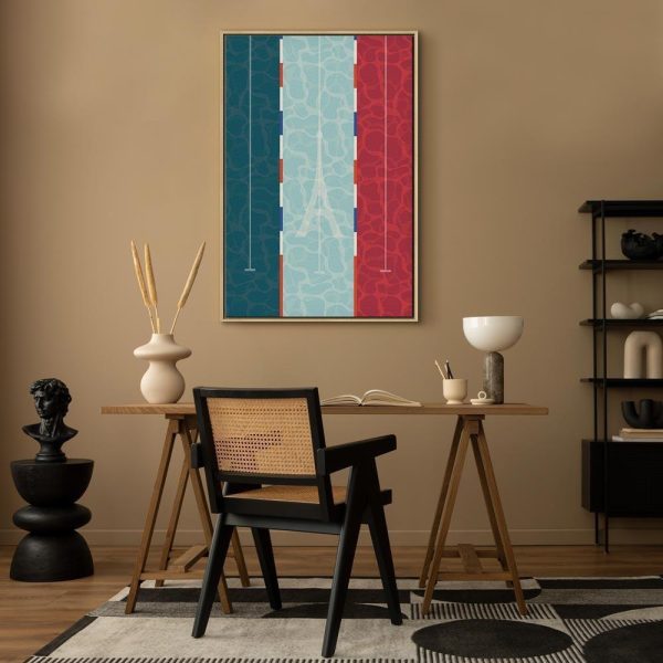 Tableau - Graphic Illustration of a Swimming Pool Against the Backdrop of the French Flag