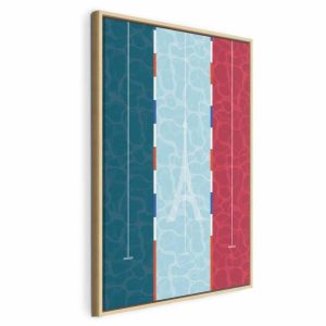 Tableau - Graphic Illustration of a Swimming Pool Against the Backdrop of the French Flag