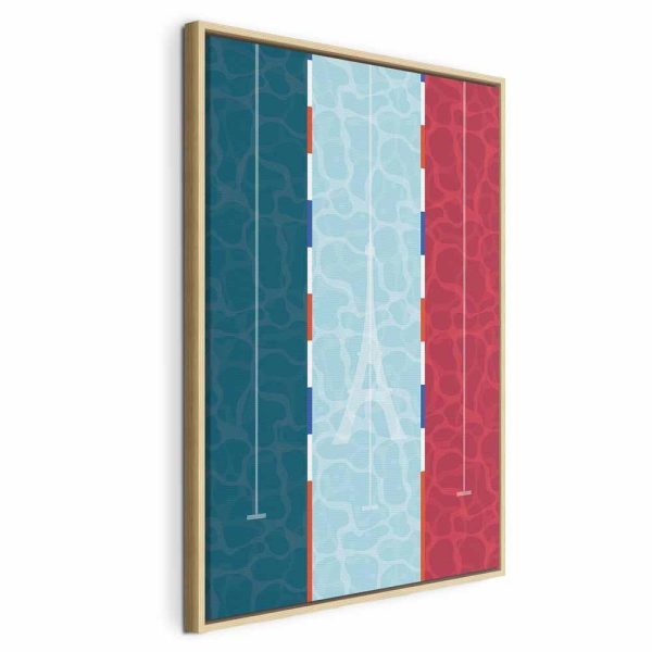 Tableau - Graphic Illustration of a Swimming Pool Against the Backdrop of the French Flag