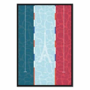 Tableau - Graphic Illustration of a Swimming Pool Against the Backdrop of the French Flag