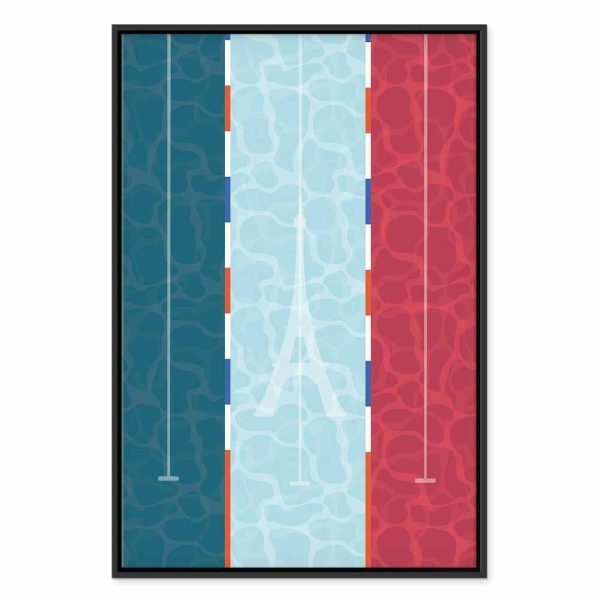 Tableau - Graphic Illustration of a Swimming Pool Against the Backdrop of the French Flag