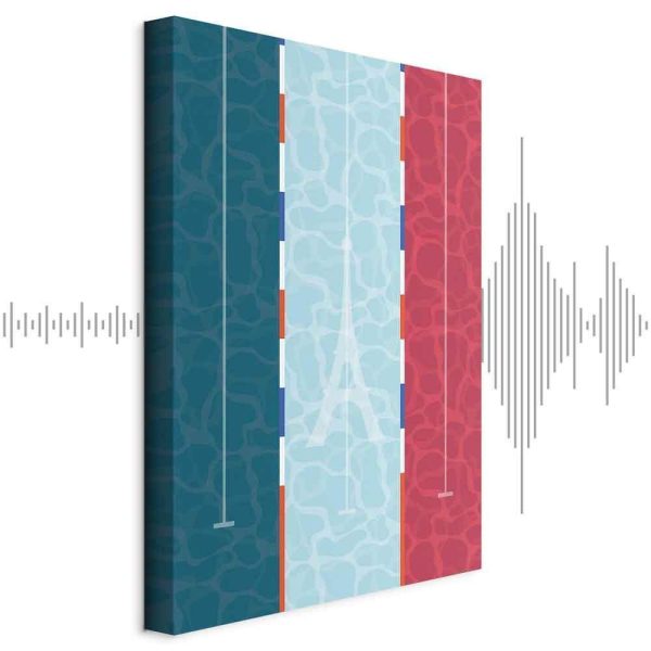 Tableau - Graphic Illustration of a Swimming Pool Against the Backdrop of the French Flag Tableau - Graphic Illustration of a Swimming Pool Against the Backdrop of the French Flag