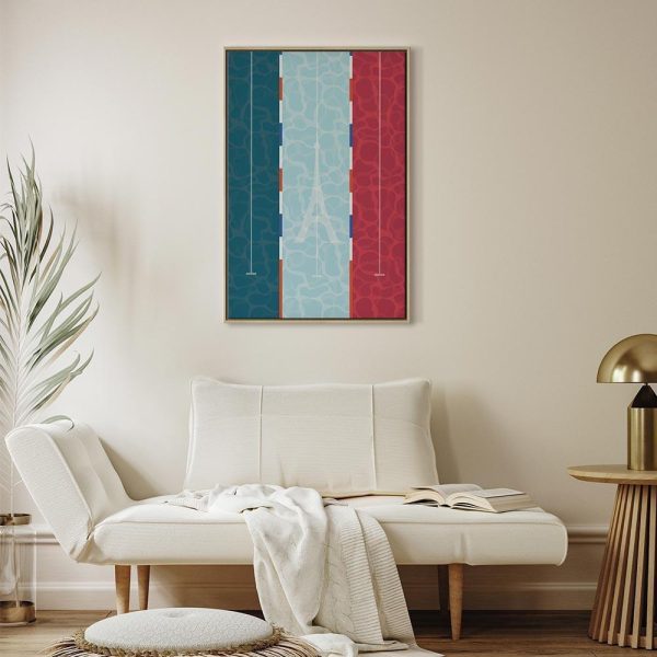 Tableau - Graphic Illustration of a Swimming Pool Against the Backdrop of the French Flag