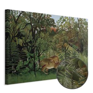 Tableau - Henri Rousseau – Le Lion ayant faim se jette sur l'Antilope