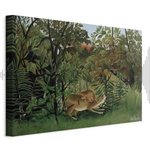 Tableau - Henri Rousseau – Le Lion ayant faim se jette sur l'Antilope
