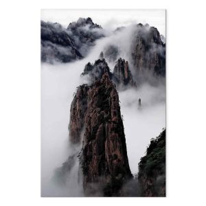Tableau - High Mountains in Mist (1-part) - Landscape of Clouds Amid Rocks