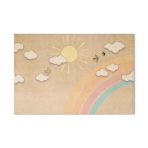 Tableau - Holiday Sky - Sunny Day with a Rainbow and Flying Birds