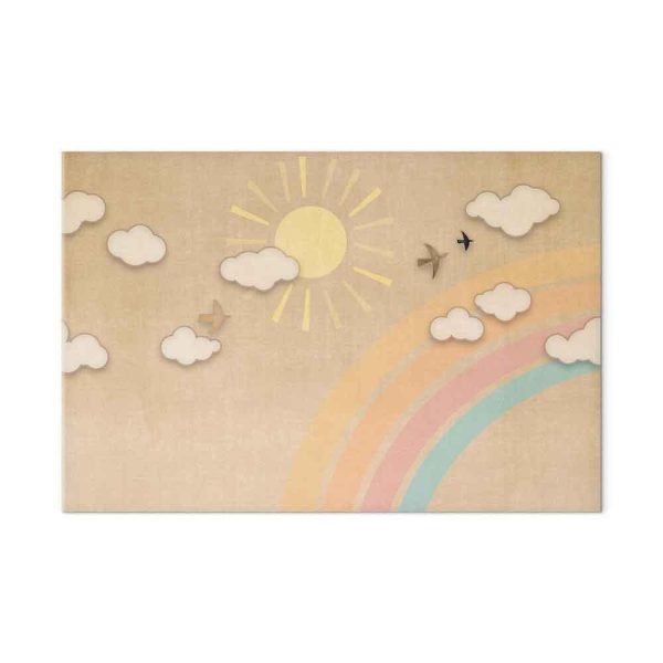 Tableau - Holiday Sky - Sunny Day with a Rainbow and Flying Birds