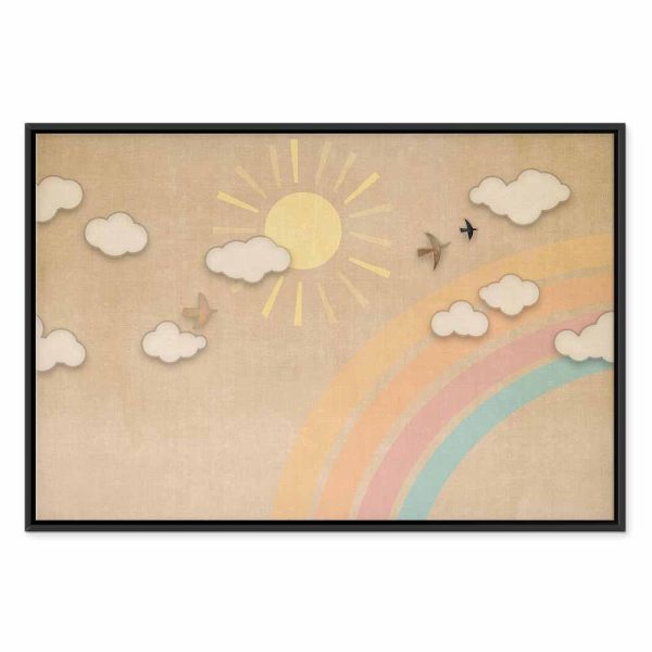 Tableau - Holiday Sky - Sunny Day with a Rainbow and Flying Birds