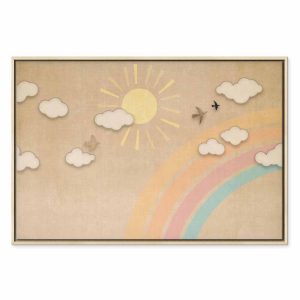 Tableau - Holiday Sky - Sunny Day with a Rainbow and Flying Birds