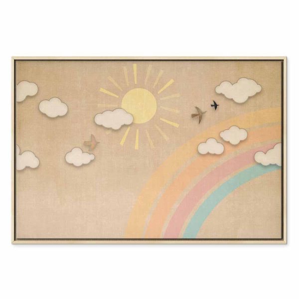 Tableau - Holiday Sky - Sunny Day with a Rainbow and Flying Birds
