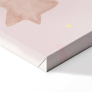 Tableau - Joyful Sky - Yellow Cheerful Stars with a Rainbow Against the Phases of the Moon in a Light Beige Sky Hue