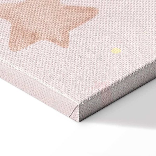 Tableau - Joyful Sky - Yellow Cheerful Stars with a Rainbow Against the Phases of the Moon in a Light Beige Sky Hue