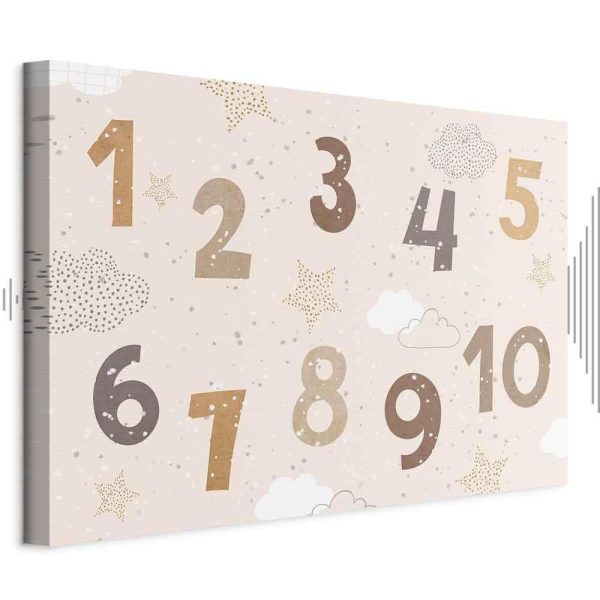 Tableau - Jumping Numbers - Numbers in a Subdued Beige-Brown Hue Among Snowflakes Stars and Clouds Tableau - Jumping Numbers - Numbers in a Subdued Beige-Brown Hue Among Snowflakes Stars and Clouds