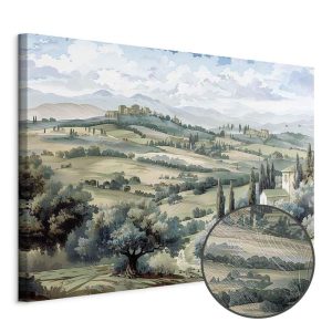 Tableau - Landscape with Green Fields and Trees Tuscan Sunny View