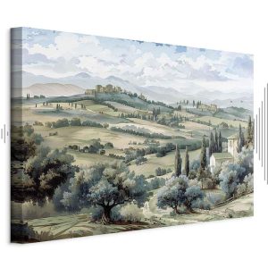 Tableau - Landscape with Green Fields and Trees Tuscan Sunny View