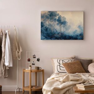 Tableau - Landscape with Trees in Illustrative Style Fairy-Tale Blue Forest