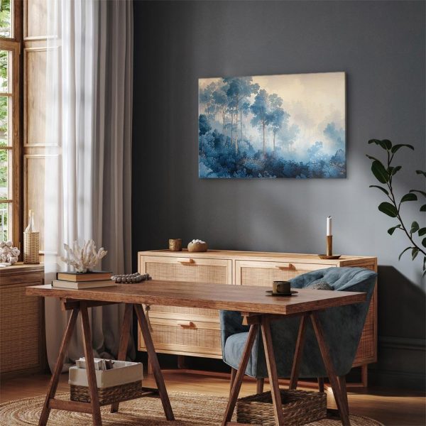 Tableau - Landscape with Trees in Illustrative Style Fairy-Tale Blue Forest