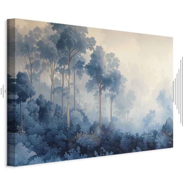 Tableau - Landscape with Trees in Illustrative Style Fairy-Tale Blue Forest Tableau - Landscape with Trees in Illustrative Style Fairy-Tale Blue Forest