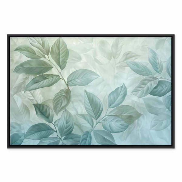 Tableau - Large Leaves in Shades of Green-Mint: Botanical Motif