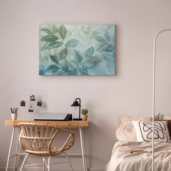 Tableau - Large Leaves in Shades of Green-Mint: Botanical Motif