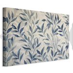 Tableau - Leaves in Blue Color Delicate Botanical Motif