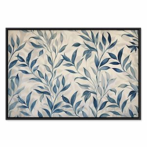 Tableau - Leaves in Blue Color Delicate Botanical Motif